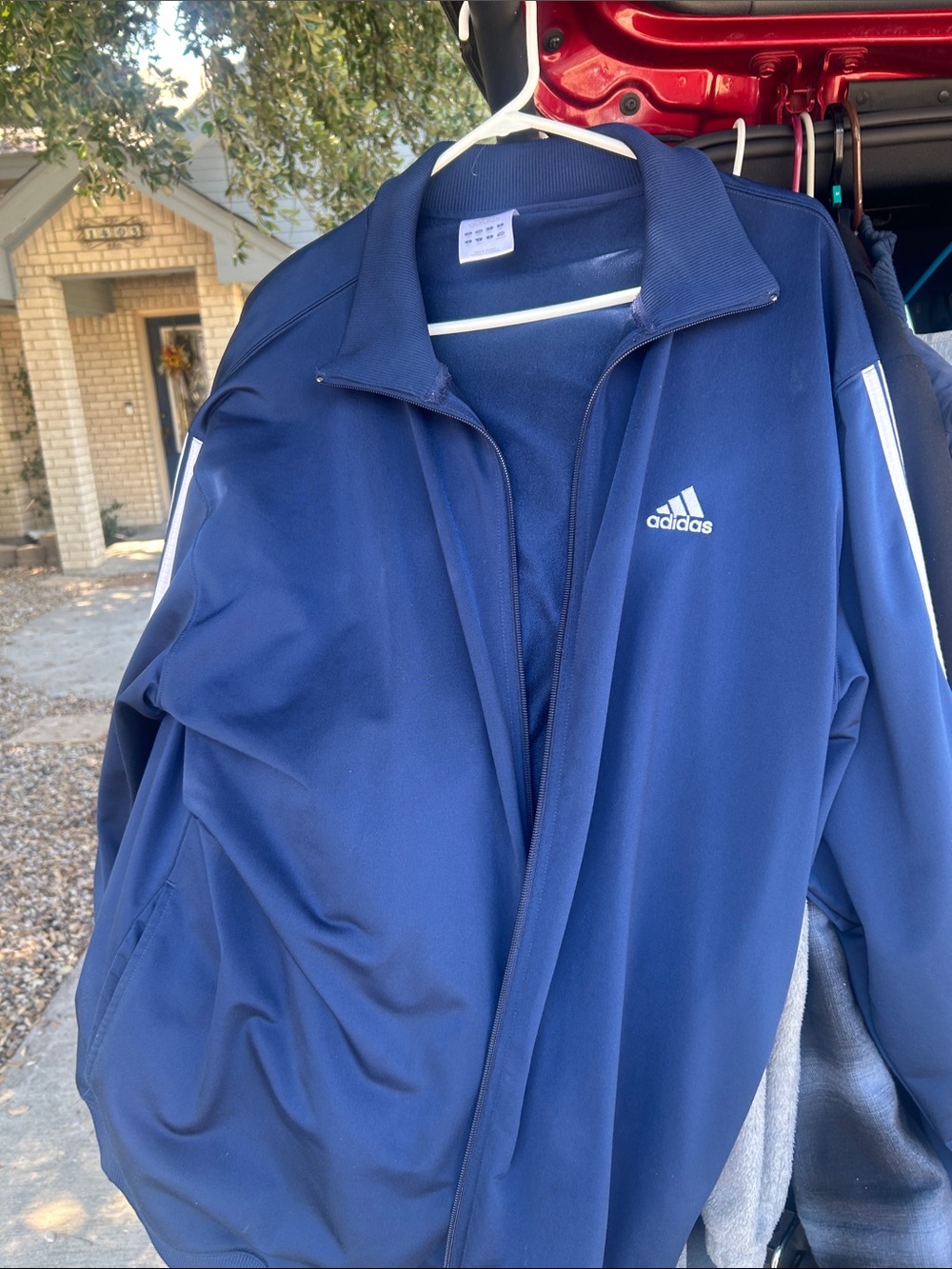 adidas Navy Blue Performance Track Jacket with White Stripe